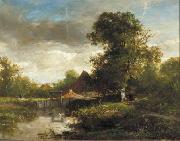 Willem Roelofs Landschap met beek oil painting